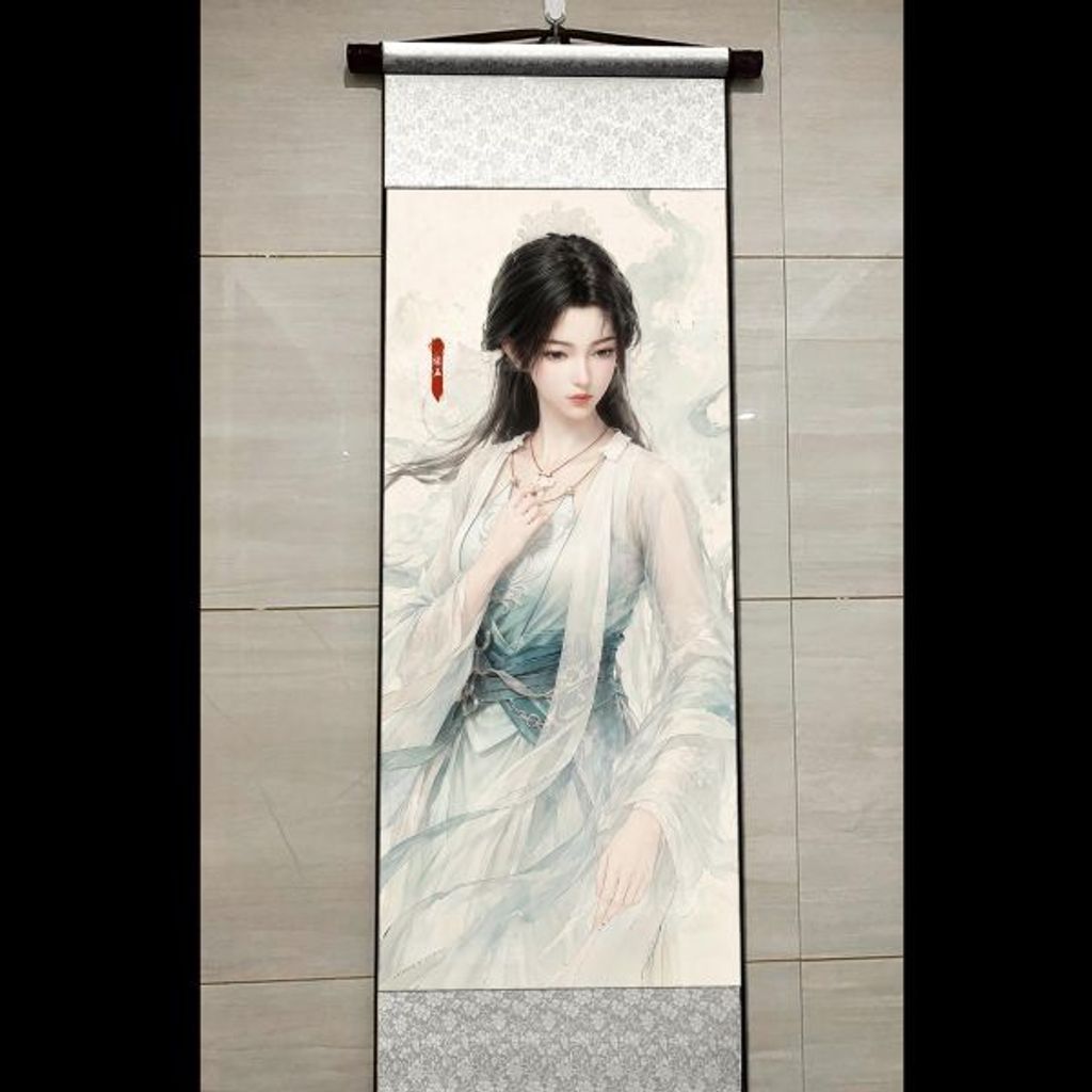 海外代購阿喵畫社_國色天香_宋玉仙子_國風捲軸錦緞高清精裱畫_1