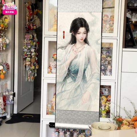 海外代購阿喵畫社_國色天香_宋玉仙子_國風捲軸錦緞高清精裱畫_2