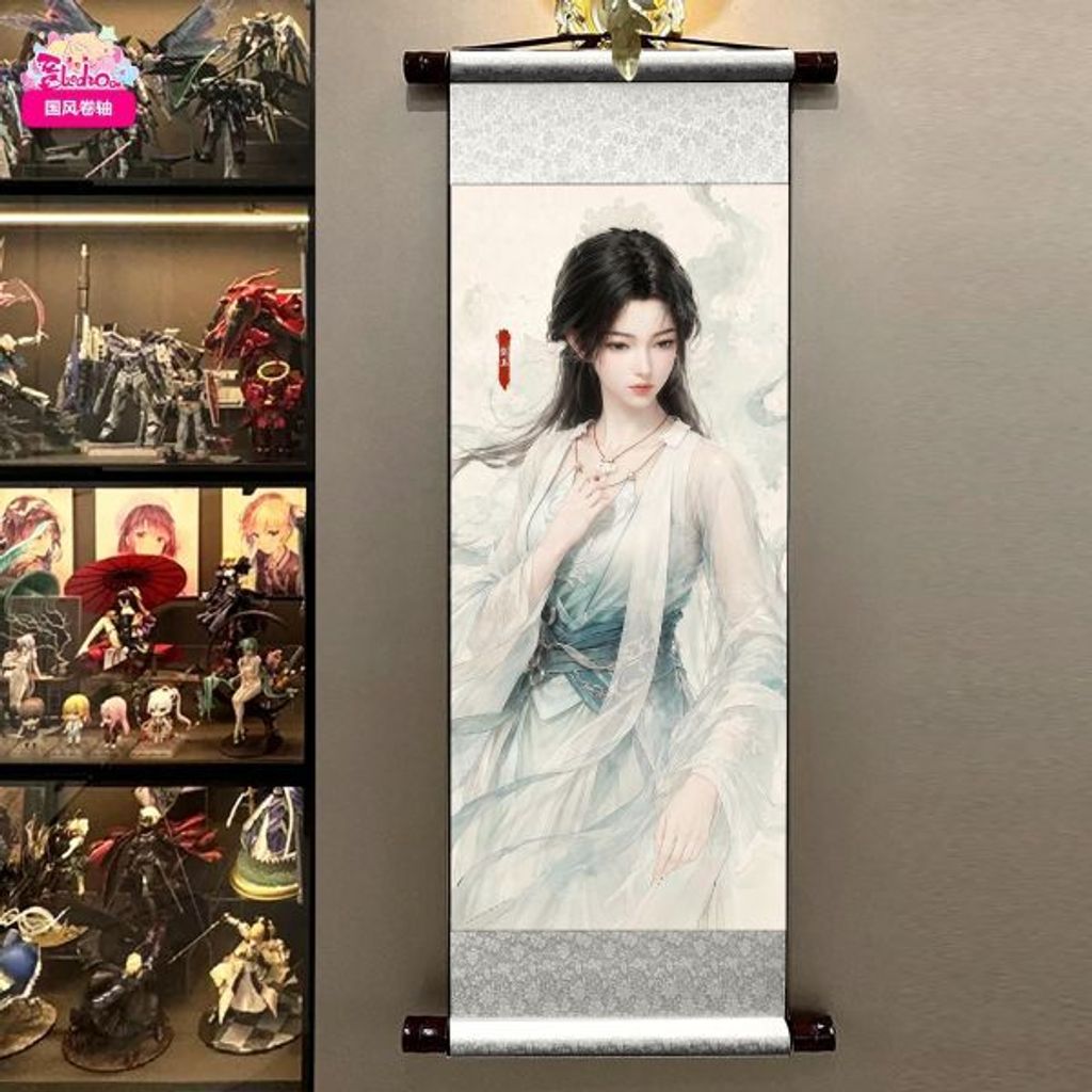 海外代購阿喵畫社_國色天香_宋玉仙子_國風捲軸錦緞高清精裱畫_3