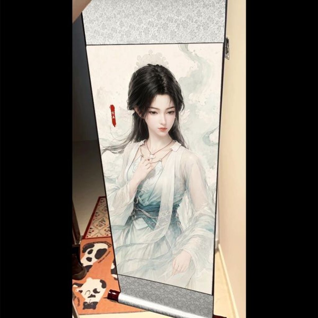 海外代購阿喵畫社_國色天香_宋玉仙子_國風捲軸錦緞高清精裱畫_4