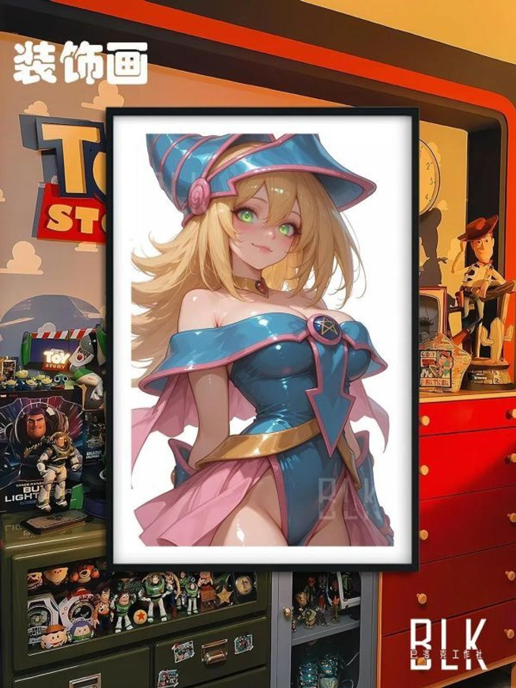 海外代購巴洛克《魔術女孩》遊戲王黑魔導女孩裝飾畫冰箱貼_1