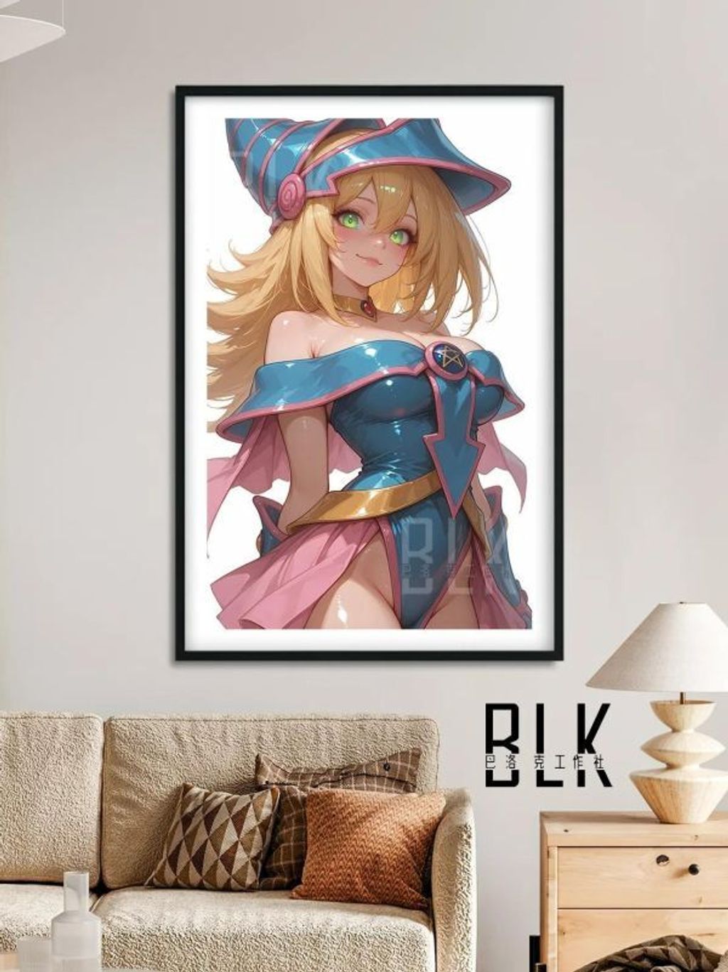 海外代購巴洛克《魔術女孩》遊戲王黑魔導女孩裝飾畫冰箱貼_5