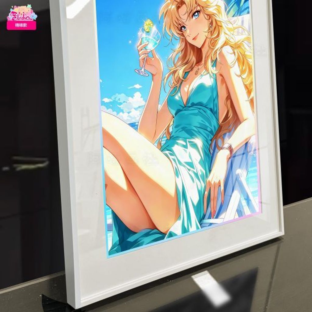 海外代購阿喵畫社_夏日風情_貝爾摩德_展館級12k收藏超清精裱畫_床頭地墊_2