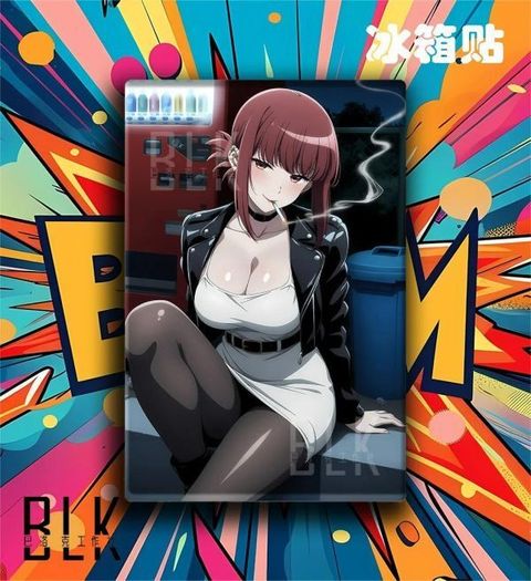 海外代購巴洛克_《皮衣山田小姐》在超市後門吸菸的二人裝飾畫冰箱貼_2