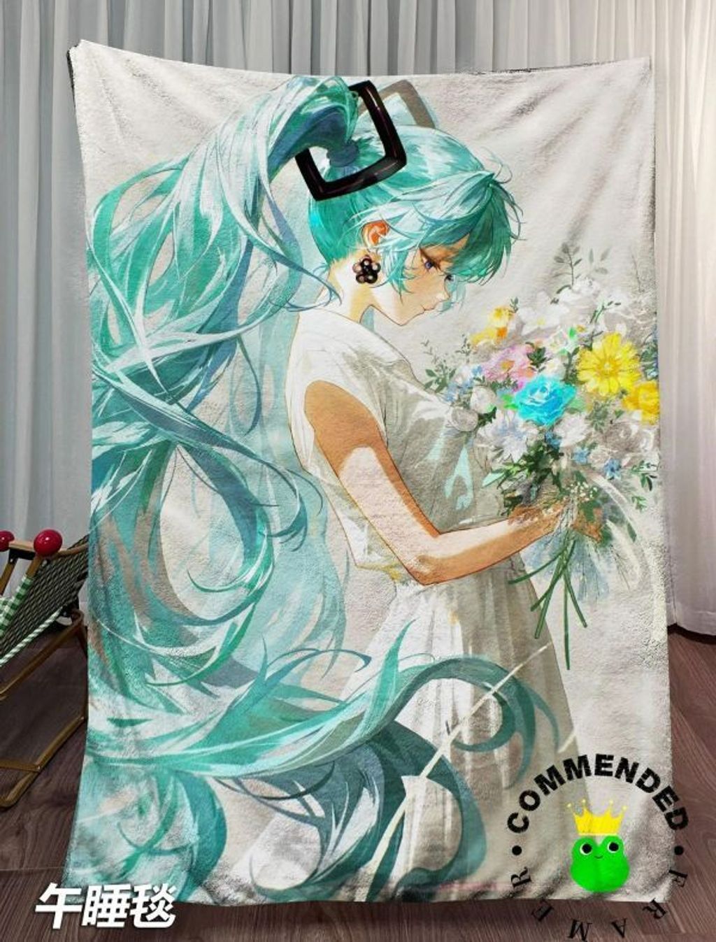 海外代購皇呱_《初音夏之花束》初音未來裝飾畫_午睡毯_地毯_3