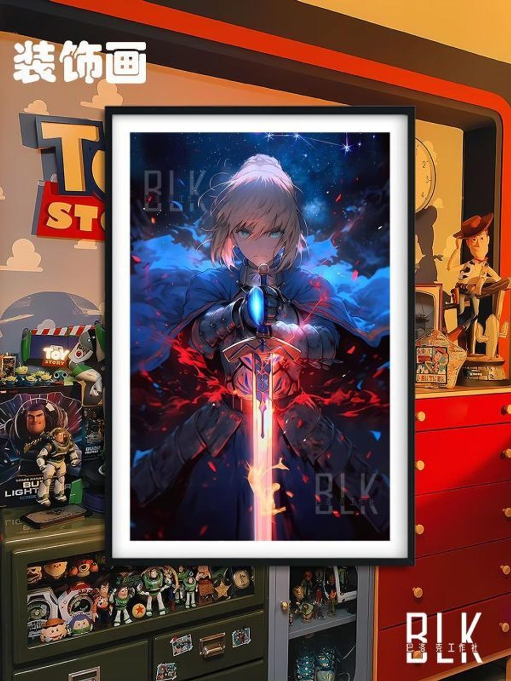 海外代購巴洛克_《夜空saber》阿爾托莉雅·潘德拉貢亞瑟王裝飾畫冰箱貼_1
