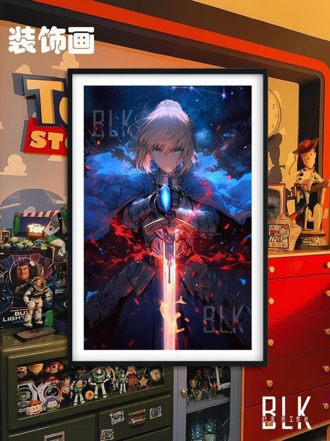 海外代購巴洛克_《夜空saber》阿爾托莉雅·潘德拉貢亞瑟王裝飾畫冰箱貼_1