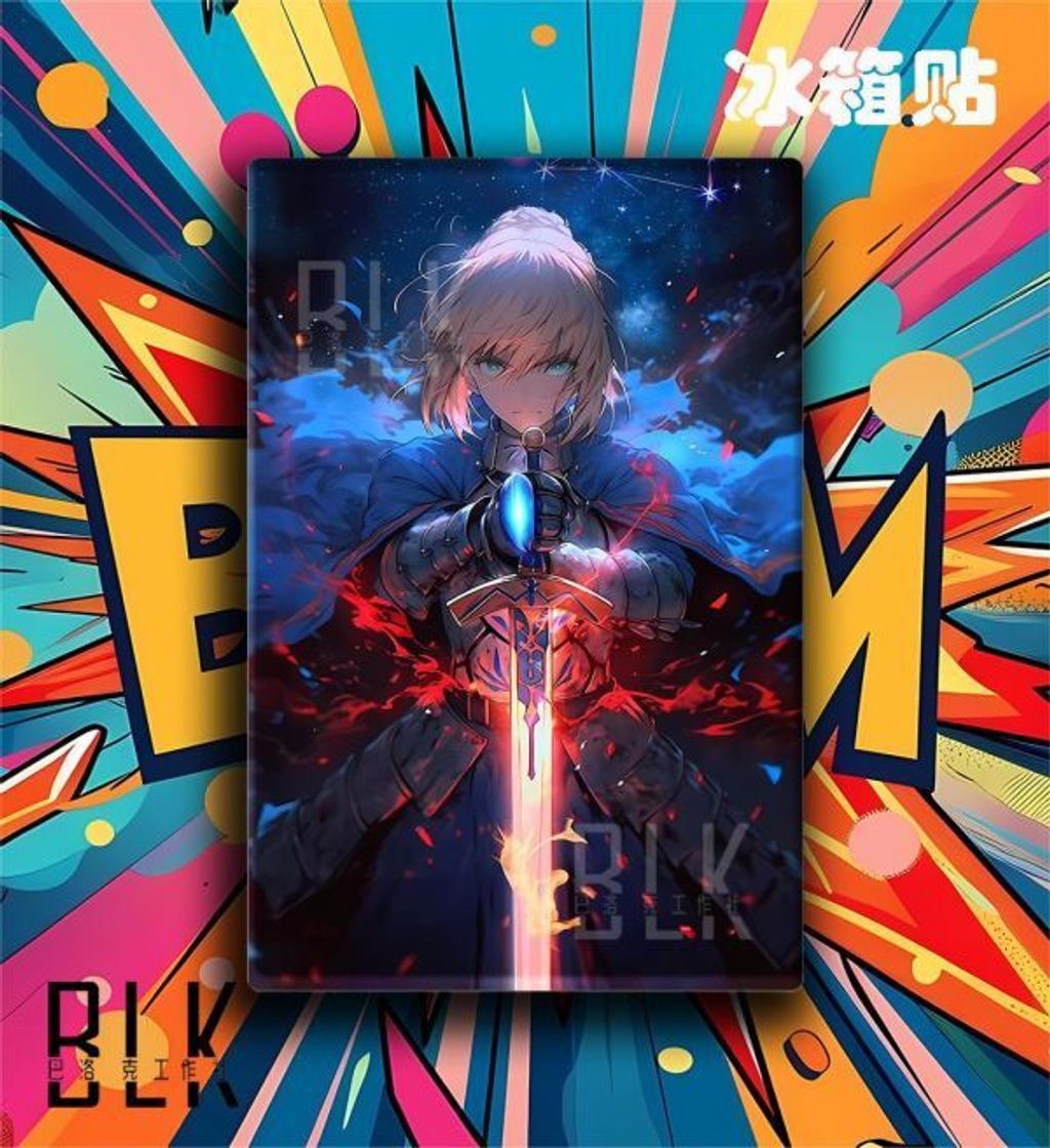 海外代購巴洛克_《夜空saber》阿爾托莉雅·潘德拉貢亞瑟王裝飾畫冰箱貼_3