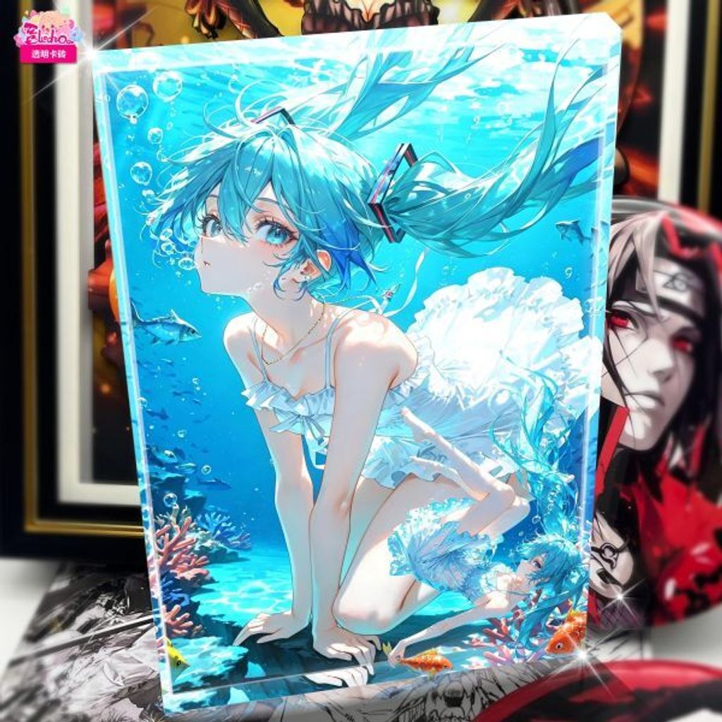 海外代購阿喵畫社_初音_初音未來_深海祕境三聯_新品12K主題高清裝飾畫_透明卡_5