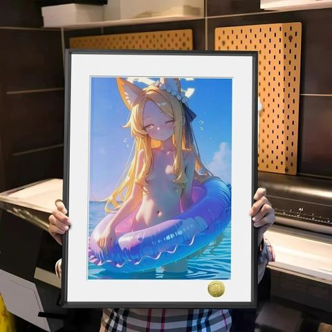 海外代購皇呱《狐耳少女》蔚藍檔案百合園聖婭裝飾畫_午睡毯_地毯_1