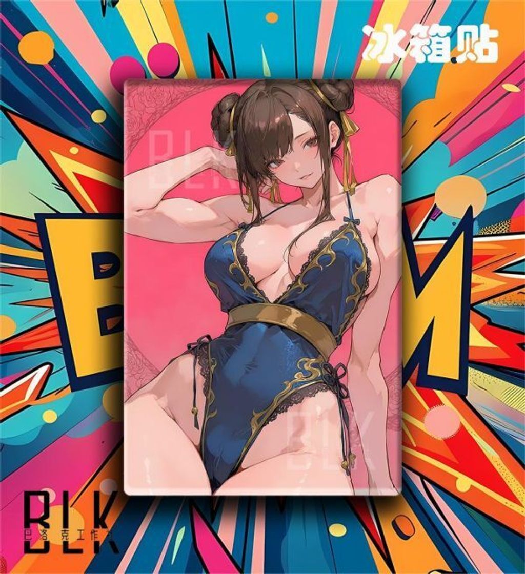 海外代購巴洛克_《蕾絲春麗》街頭霸王不知火舞嘉米遊戲卡普空動漫裝飾畫冰箱貼_5