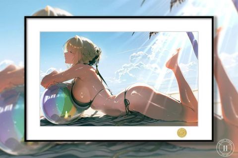 海外代購H2工作室《沙灘伊芙琳》絕區零Evelyn裝飾畫_1
