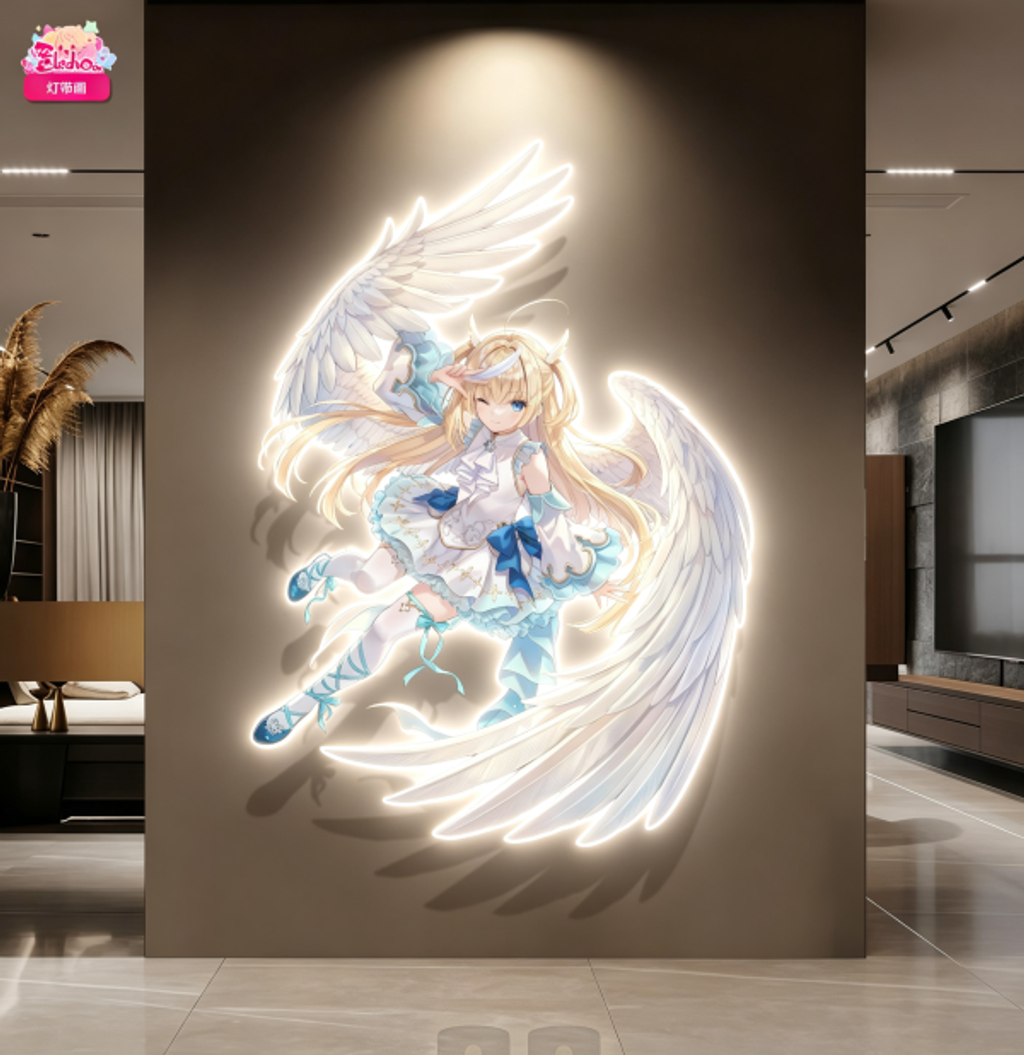 海外代購阿喵畫社_天使紛擾_白雪乃愛_異形發光燈帶畫氛圍造景_3
