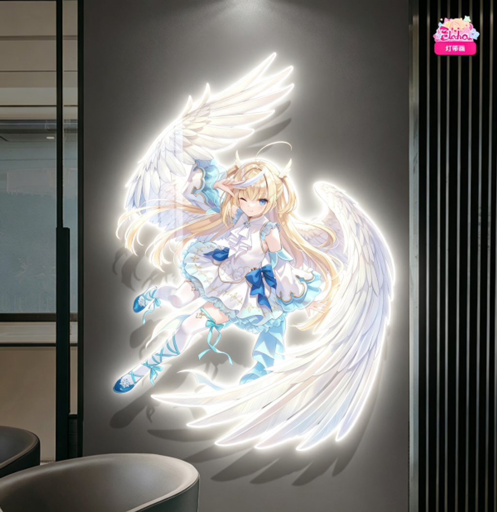 海外代購阿喵畫社_天使紛擾_白雪乃愛_異形發光燈帶畫氛圍造景_4
