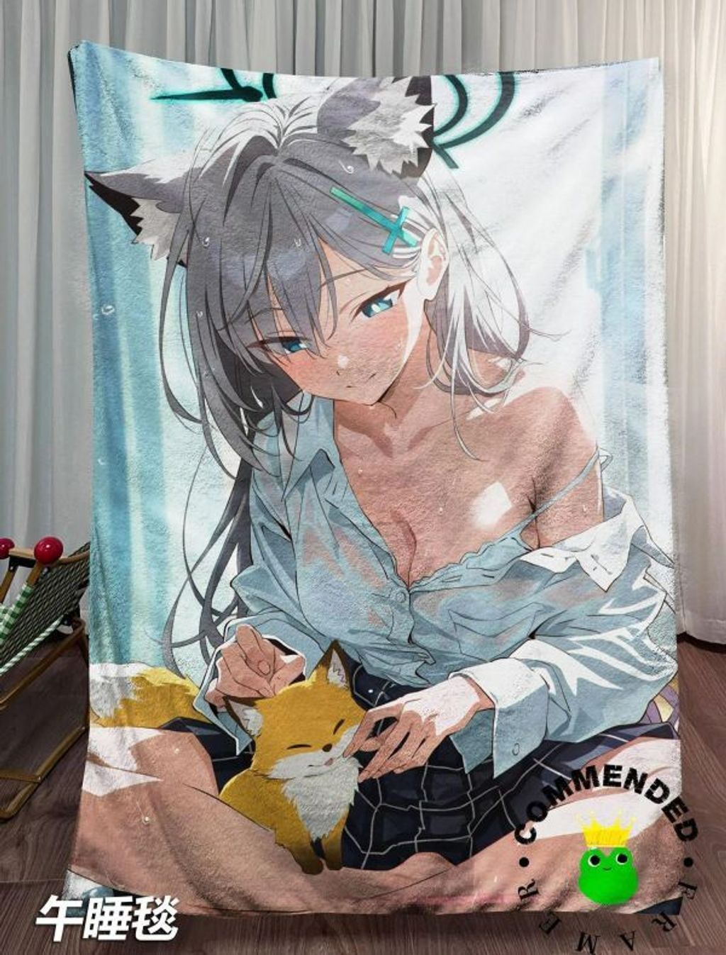 海外代購皇呱_《白子與小狐》蔚藍檔案裝飾畫_午睡毯_地毯_3