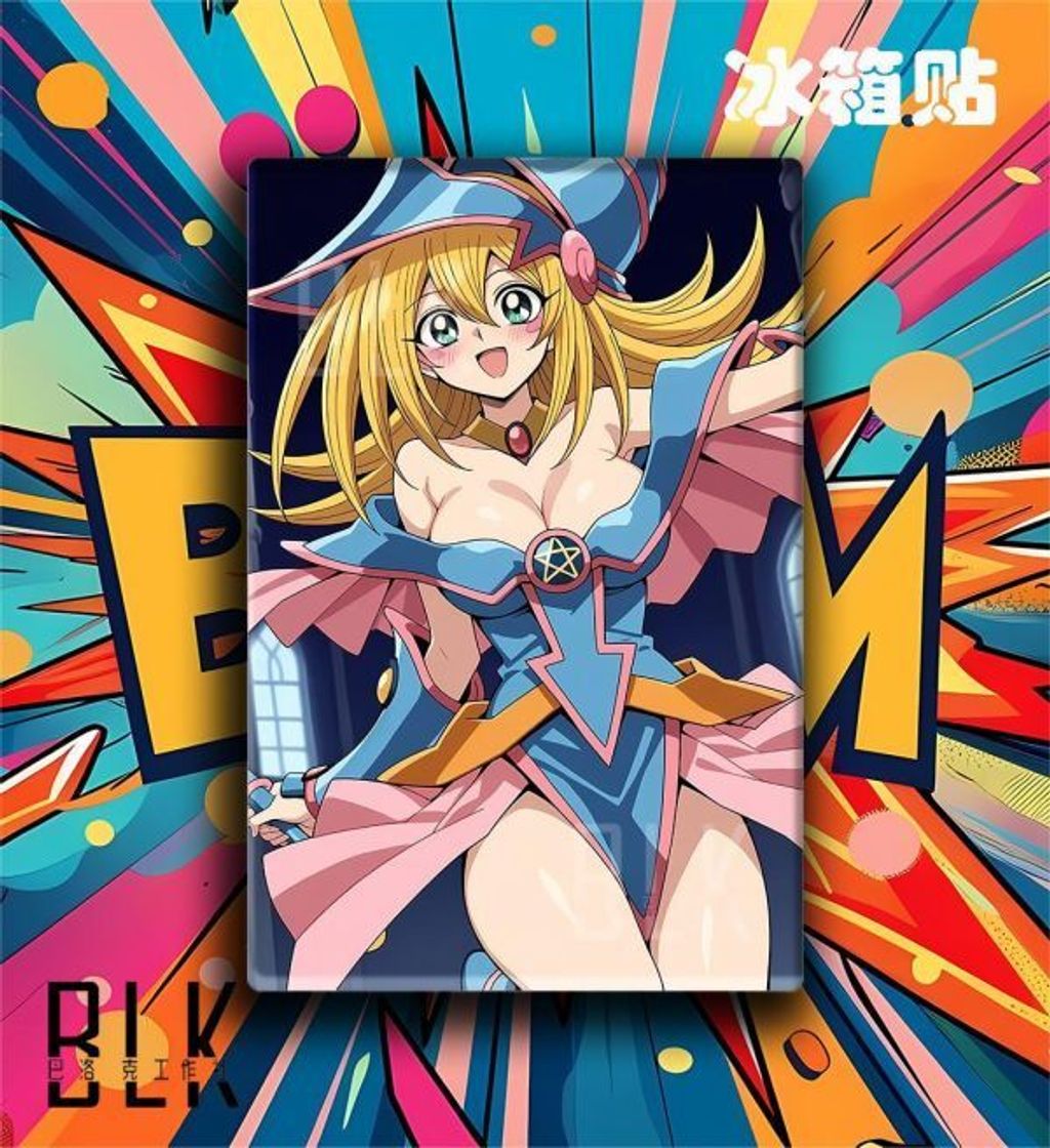 海外代購巴洛克_《可愛魔導女孩》遊戲王阿圖姆三幻神黑魔導青眼白龍裝飾畫冰箱貼_3