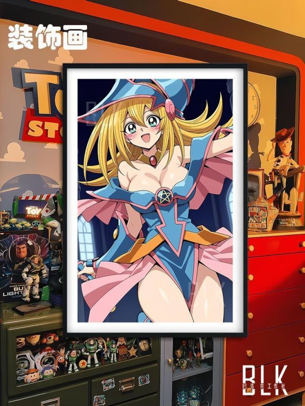 海外代購巴洛克_《可愛魔導女孩》遊戲王阿圖姆三幻神黑魔導青眼白龍裝飾畫冰箱貼_1