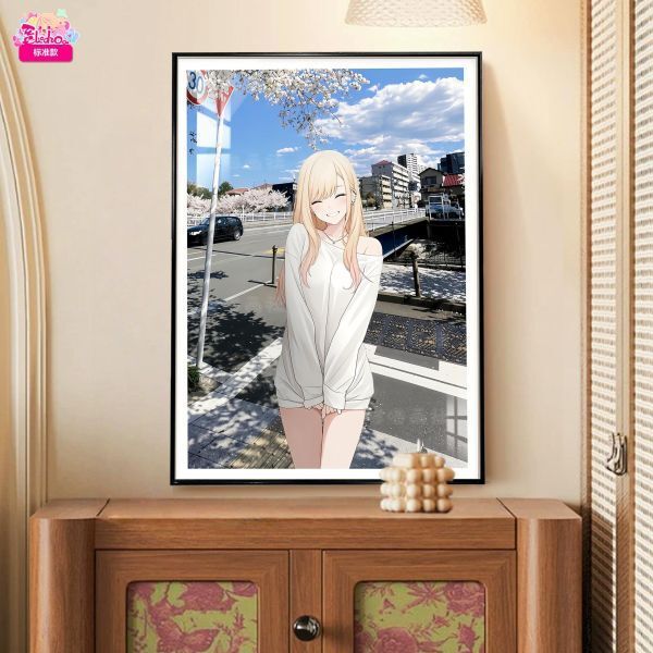海外代購阿喵畫社_櫻花季_雲海喜多川海夢_新品12K超清主題裝飾畫_冰箱貼_1