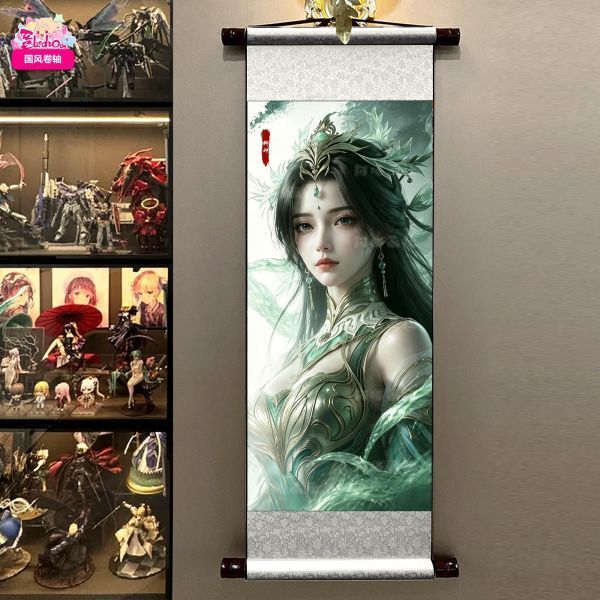 海外代購阿喵畫社_柳神半身像_國風捲軸錦緞高清精裱畫_4