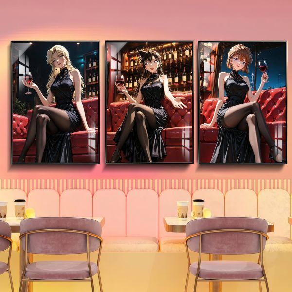 海外代購阿喵畫社_名偵探柯藍經典禦姐女神三聯_名偵探柯藍新品12K主題高清裝飾畫_2