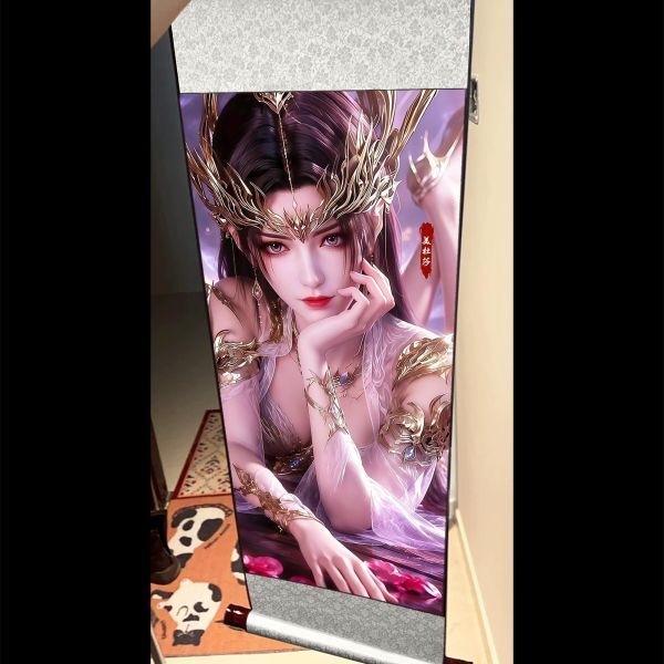 海外代購阿喵畫社_絕色天香_美杜莎_國風捲軸錦緞高清精裱畫_2