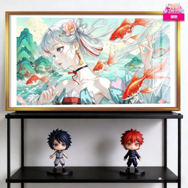 海外代購阿喵畫社_錦鯉賜福_今汐國風大橫款_新品12k主題超清裝飾畫_4