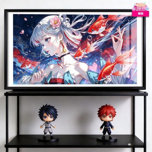 海外代購阿喵畫社_錦鯉賜福_今汐國風大橫款_新品12k主題超清裝飾畫_3