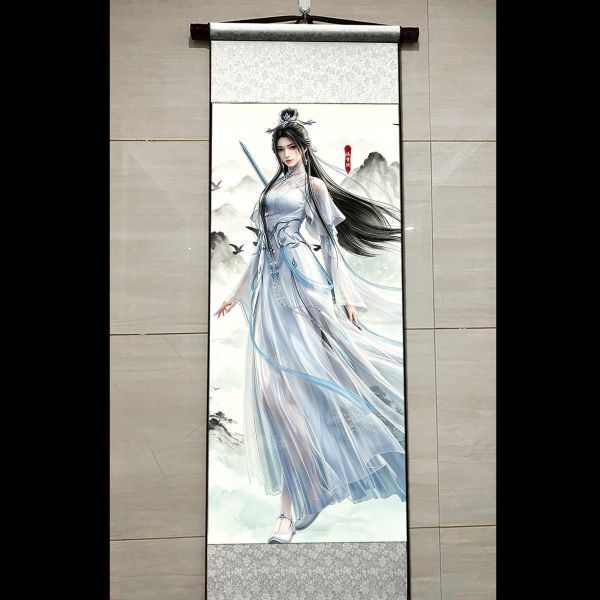 海外代購阿喵畫社_國色天香_陸雪琪全身像捲軸畫_國風捲軸錦緞高清精裱畫_1
