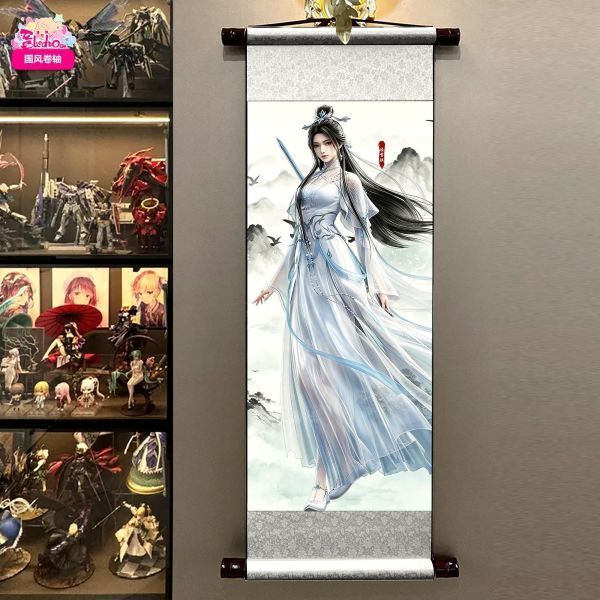 海外代購阿喵畫社_國色天香_陸雪琪全身像捲軸畫_國風捲軸錦緞高清精裱畫_2