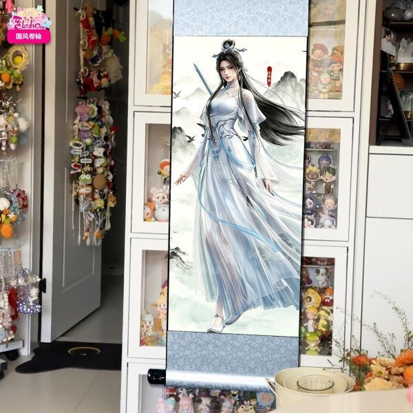 海外代購阿喵畫社_國色天香_陸雪琪全身像捲軸畫_國風捲軸錦緞高清精裱畫_4