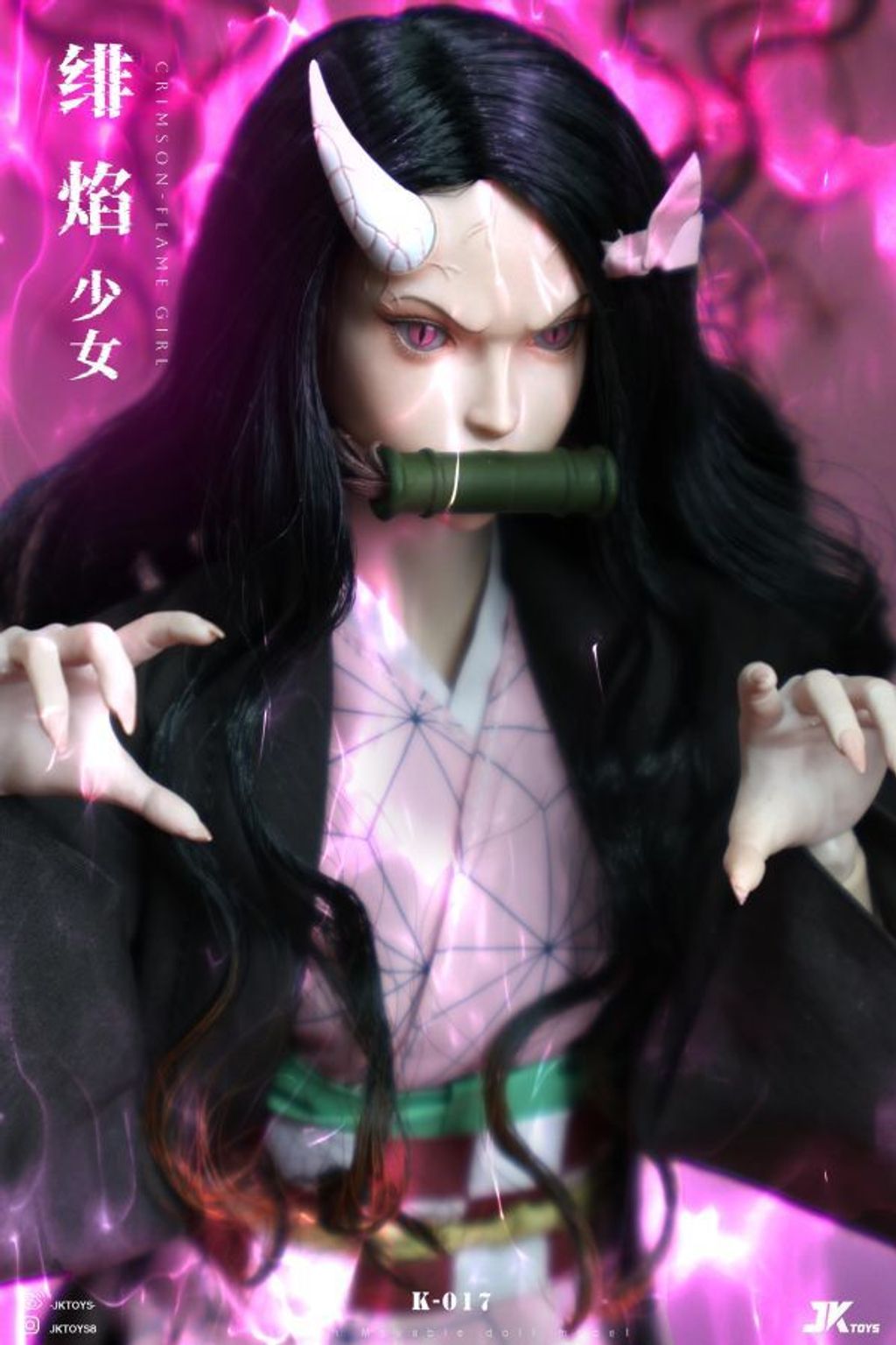 預定JKtoys_16緋焰少女-祢豆子cosplay版_可動眼植發頭雕_可動人偶_10
