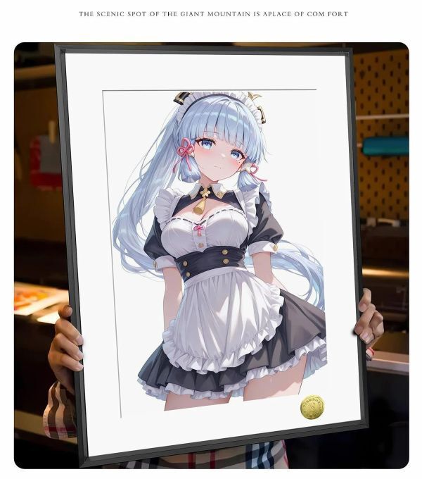 海外代購皇呱_《冰藍小女僕》_原神裡綾華冰藍小女僕同人周邊裝飾畫_午睡毯_地毯_3