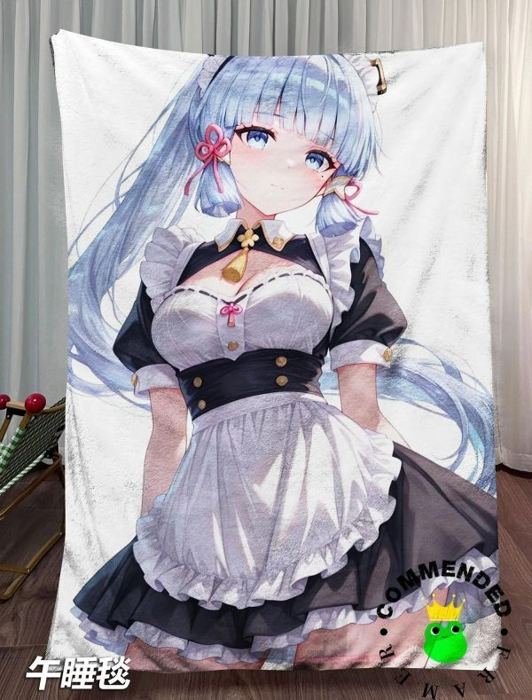 海外代購皇呱_《冰藍小女僕》_原神裡綾華冰藍小女僕同人周邊裝飾畫_午睡毯_地毯_5