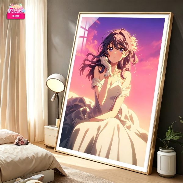 海外代購阿喵畫社_晚霞_婚紗_櫻島麻衣金色款_新品青春豬頭少年8k超清裝飾畫_3