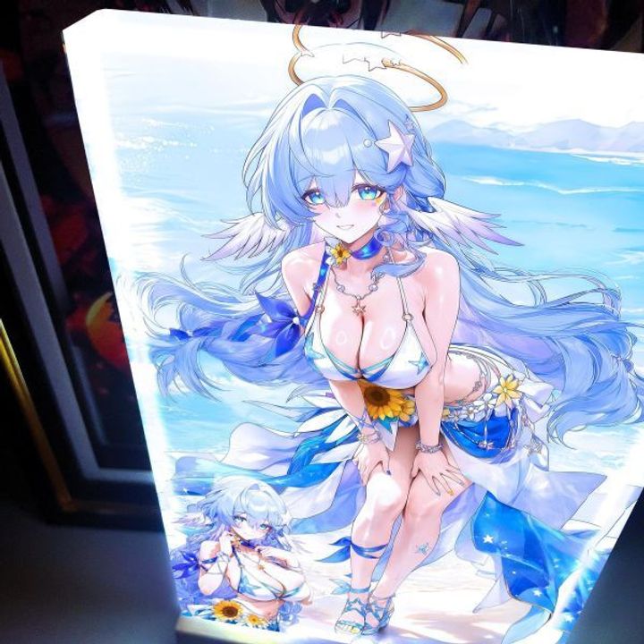 海外代購阿喵畫社_海風吹吹_知更鳥發光卡磚_2cm厚大號特效發光手辦架展示磚_3