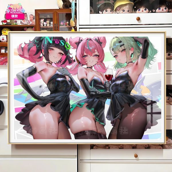 海外代購阿喵畫社_《絕區零》妄想天使-愛芮千夏南宮羽_新品8K超清主題裝飾畫_床_1