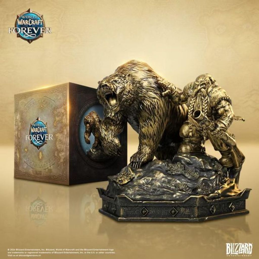 預定Blizzard_暴雪遊戲_魔獸世界_無限_矮人獵人與巨熊_銅色典藏雕像_1