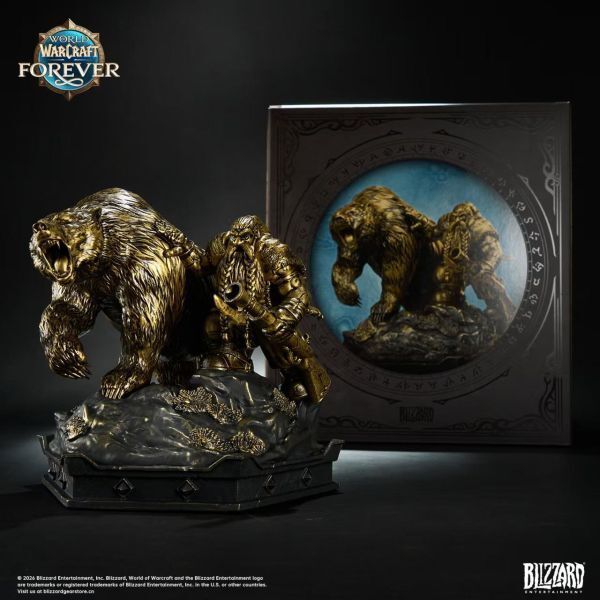 預定Blizzard_暴雪遊戲_魔獸世界_無限_矮人獵人與巨熊_銅色典藏雕像_2