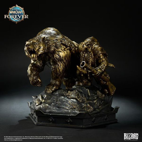 預定Blizzard_暴雪遊戲_魔獸世界_無限_矮人獵人與巨熊_銅色典藏雕像_3