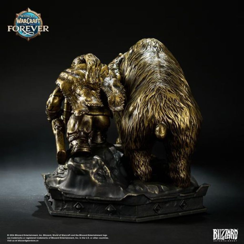 預定Blizzard_暴雪遊戲_魔獸世界_無限_矮人獵人與巨熊_銅色典藏雕像_5