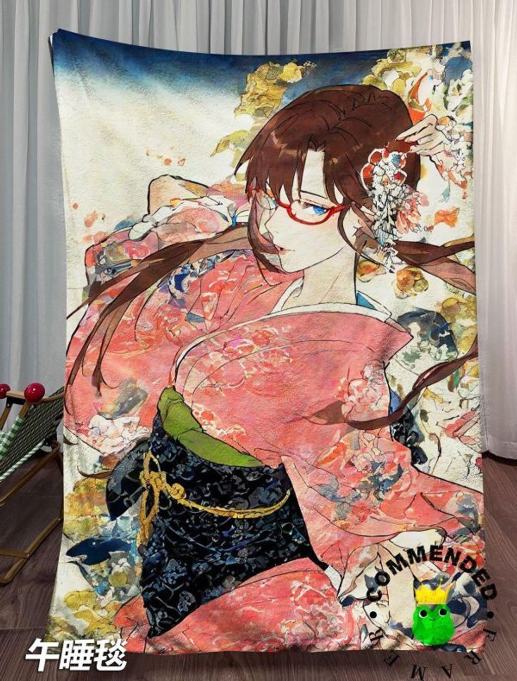 海外代購皇呱_《花見真希波》_浮世粉櫻與服繪花見真希波同人周邊裝飾畫_午睡毯_地_4