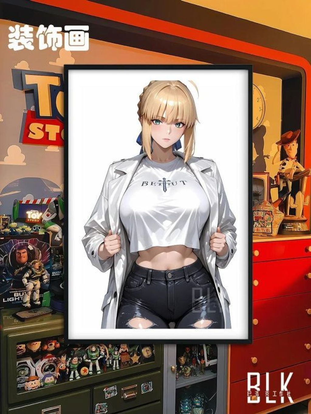 海外代購巴洛克_《風衣saber》Fatestay_night裝飾畫冰箱貼_1