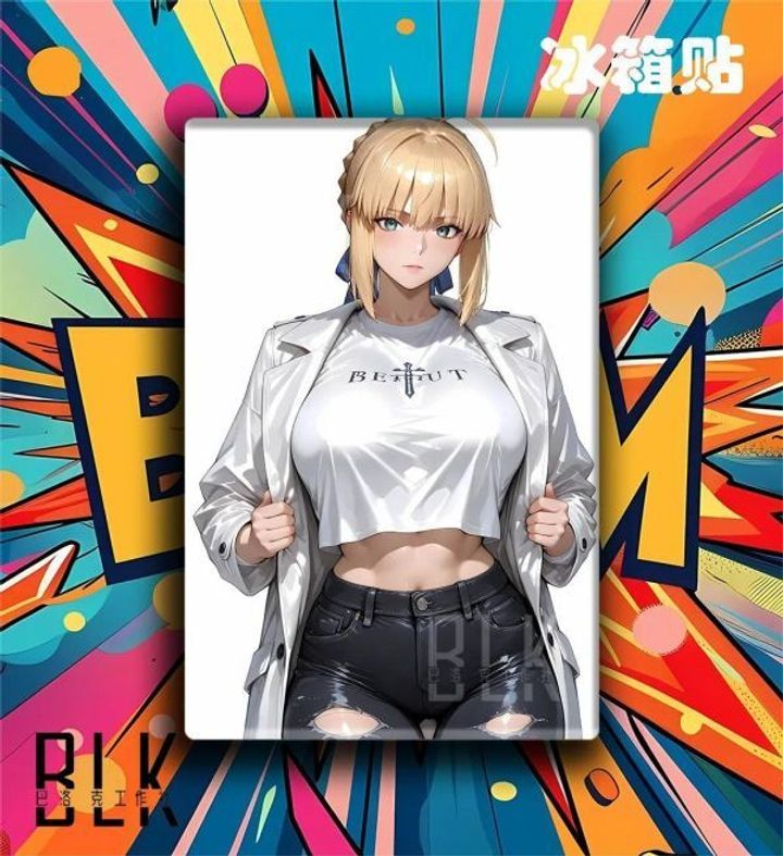 海外代購巴洛克_《風衣saber》Fatestay_night裝飾畫冰箱貼_2