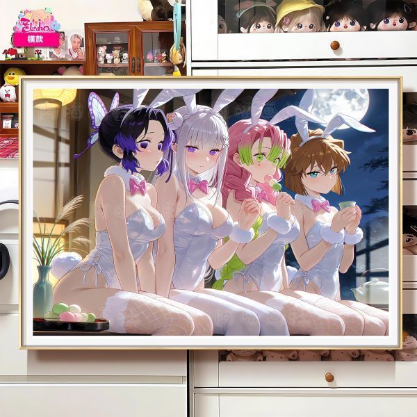 海外代購阿喵畫社_月光_人氣兔女郎四姊妹_新品8K超大主題裝飾畫週邊_冰箱貼_1