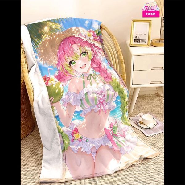 海外代購阿喵畫社_夏日晴空_甘露寺蜜璃_新品12K超清主題裝飾畫週邊_午睡毛毯__2