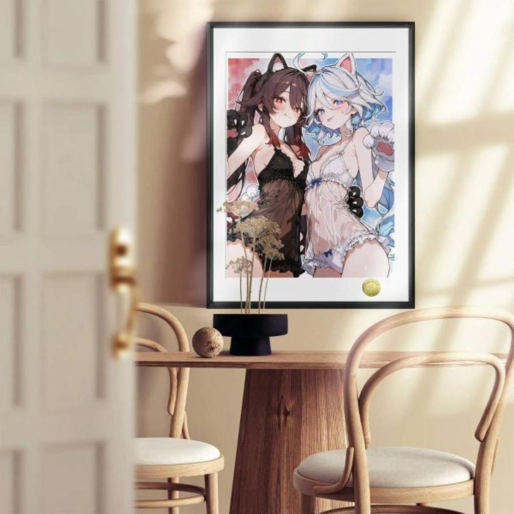 海外代購皇呱_《胡桃芙寧娜貓耳睡衣》原神裝飾畫_午睡毯_地毯_2