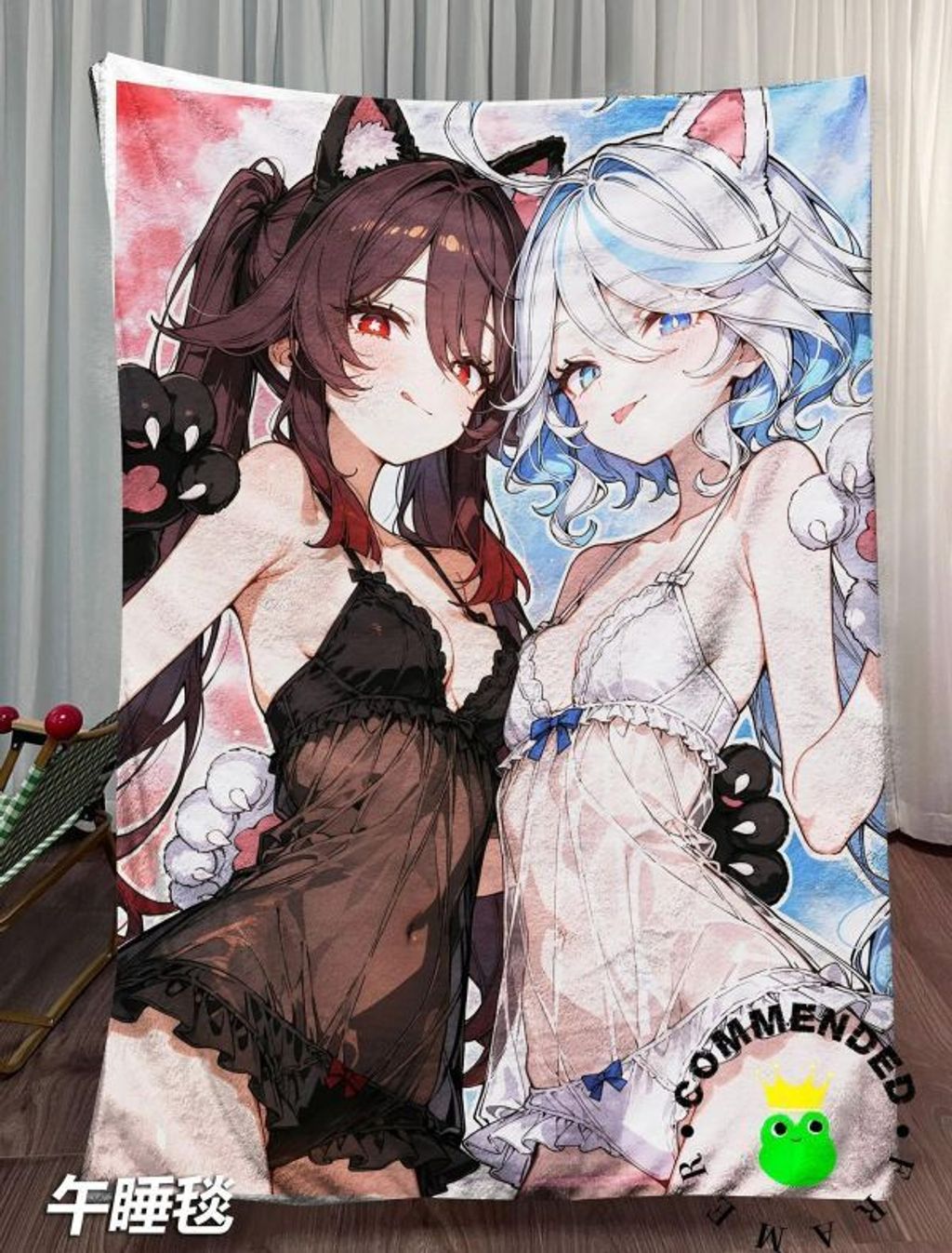 海外代購皇呱_《胡桃芙寧娜貓耳睡衣》原神裝飾畫_午睡毯_地毯_5