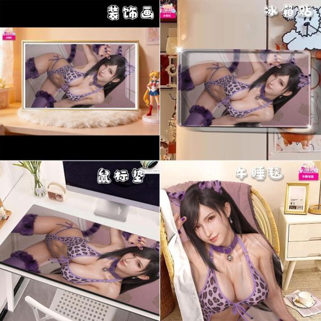 海外代購阿喵畫社_紫韻_獸娘蒂法_新品12K主題超清裝飾畫_滑鼠墊_午睡毛毯_冰_1