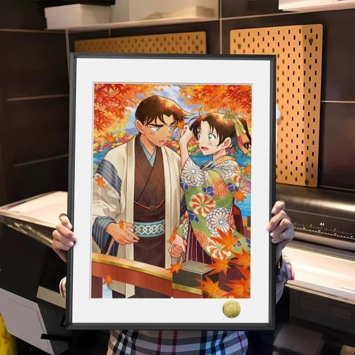 海外代購皇呱_《秋楓見意》_名偵探柯南平次和葉cp同人周邊裝飾畫_午睡毯_地毯_1
