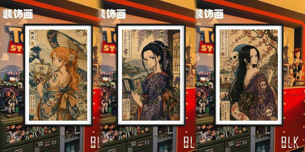 海外代購巴洛克《和服女帝》海賊王波雅漢庫克裝飾畫冰箱貼_6